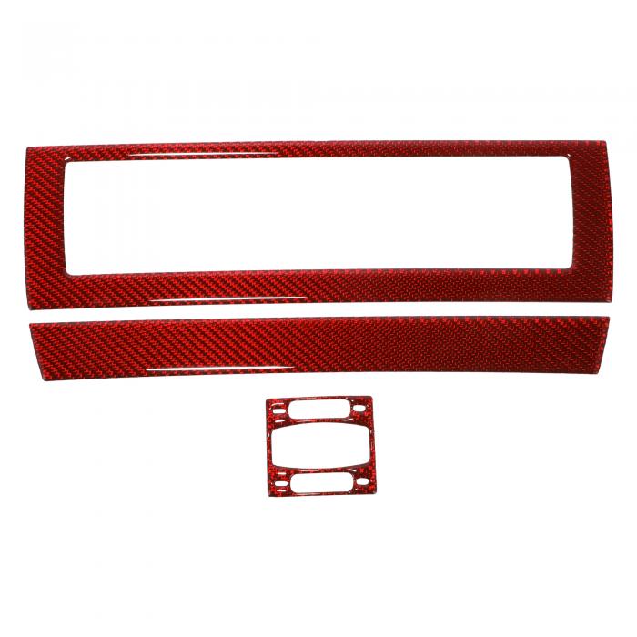 TUCKBOLD BMWに対応 6シリーズE63 E64 2004-2010用エアベントエアコンアウトレットフレームカバーステッカーカーボンファイバーレッド1セット