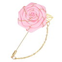 M METERXITY ローズブローチピンクロスフラワーウィズ金色リーフブローチ ローズフラワーラ ペルピンフォーメンウェディングアクセサリー スーツタキシード...