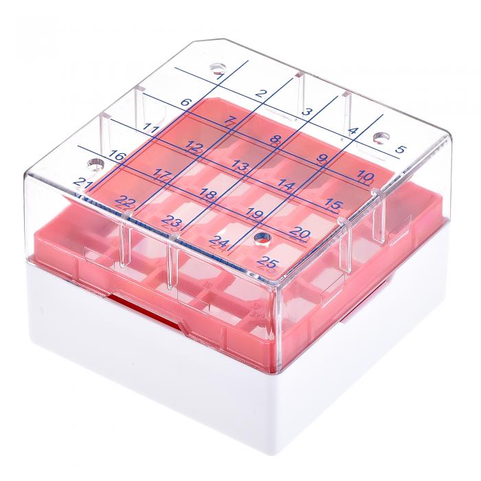 冷凍管ボックス 遠心管収納ボックス 低温ホルダーラック 防水 ポリプロピレン 25ヶ所 1.8/2mlマイクロ遠心チューブ用 バイアルサンプル..