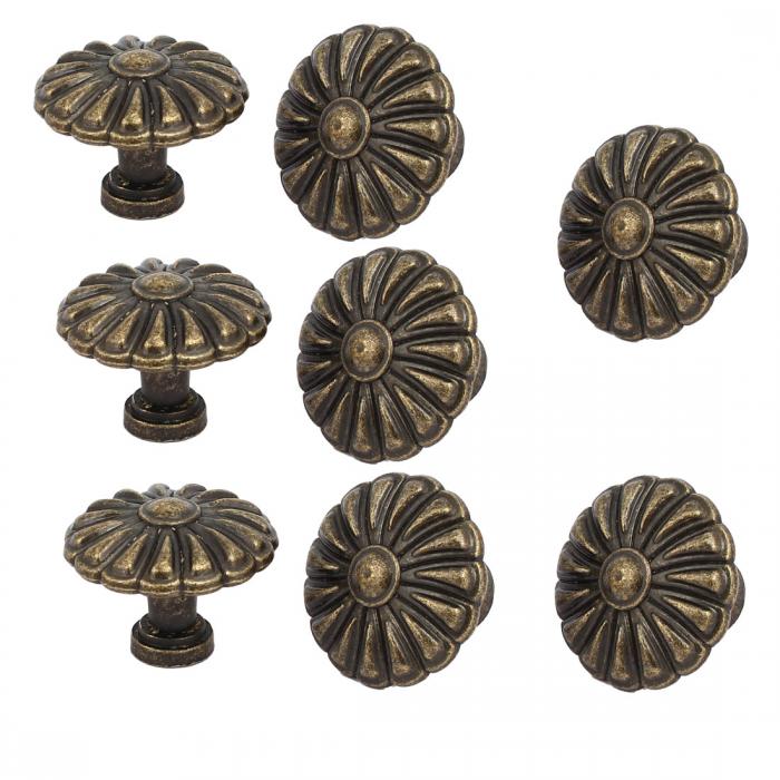 取っ手 プルノブ メタル フラワーパターン ドレッサー キャビネット 取り付け ドレスアップ 8個入り