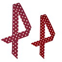 Allegra K リボンスカーフ ネッカチーフ 細い 水玉 髪飾り バッグ飾り ウエストバンド レディース 2Pcs 50s ロングレッド&ショートレッド 196 x 5 cm
