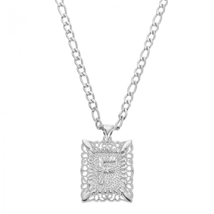 メンズレディース向けのイニシャルペンダントネックレス 20"のステンレススチール製の正方形の大文字ア..