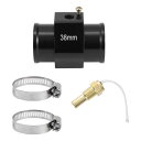 ACROPIX 12/24V ユニバーサル ウォーターテンプセンサーキット 1/8"NPT 38mm ブラックアダプター 160'F オン - 145'F オフ 自動車用ラジエーター&エンジン冷却用