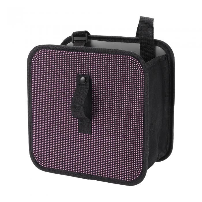 RATCHROLL 1個のユニバーサル車用ゴミ箱 ハンギング 9.1インチの長さ 5.5インチの幅 9.1インチの高さ ゴミ箱 ピンク ブラック ファブリック ラインストーン