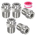 M METERXITY 表面洗浄チップ 5個パック - 45度 1/4" NPT オス 高圧洗浄機ノズル クリーナーノズル交換用 ステンレススチール シーリングテープ付き ウォーターガンに適用 (1.156mmオリフィス)
