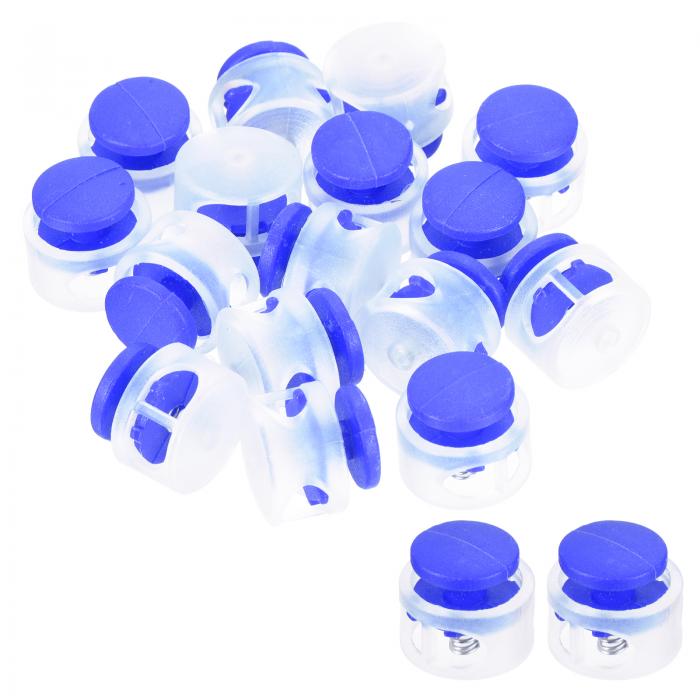 PATIKIL 直径17 mm コードロック16個 丸型両穴ストッパー コードファスナー 巾着袋 衣類 靴用 ブルー