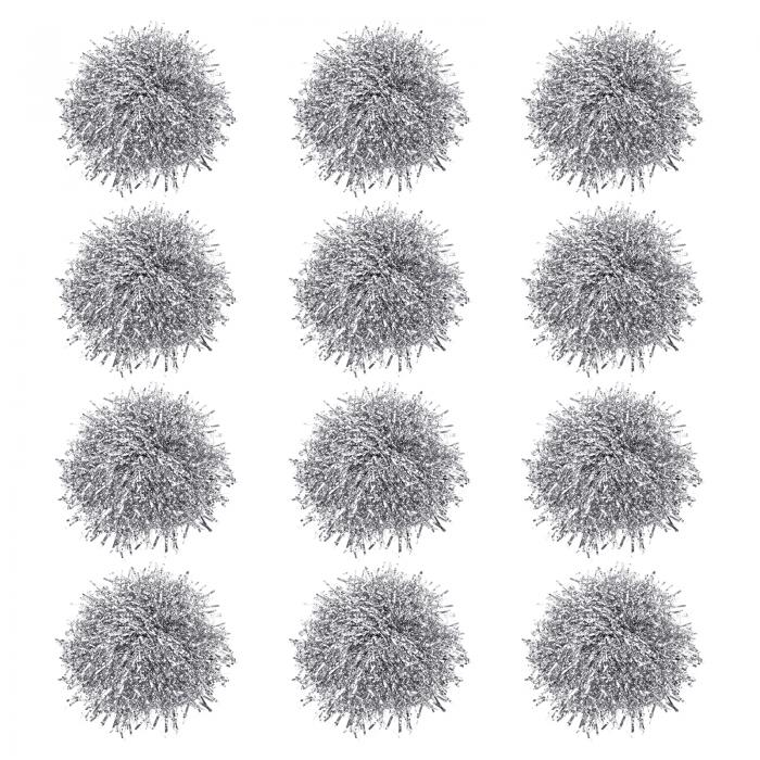 PATIKIL 乾杯ポンポン チアリーディング ハンドル付き 12個入り 金属箔 歓呼ハンドフラワー スポーツチーム精神 シルバー