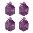 PATIKIL 5 cm x 5 cm x 8 cm 好意ボックス 25個 ペーパーカット バラキャンディボックス 中空ギフト箱 結婚式 ブライダルシャワー 誕生日パーティー 記念日用 パープル