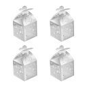 PATIKIL 5 cm x 5 cm x 8 cm 好意ボックス 25個 ペーパーカット バラキャンディボックス 中空ギフト箱 結婚式 ブライダルシャワー 誕生日パーティー 記念日用 シルバートーン