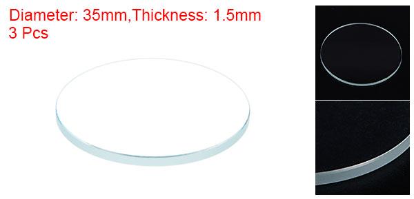 ARコーティングウォッチレンズ 35mmx1.5mm ラウンドフラットミネラルウォッチ水晶ガラス 3個