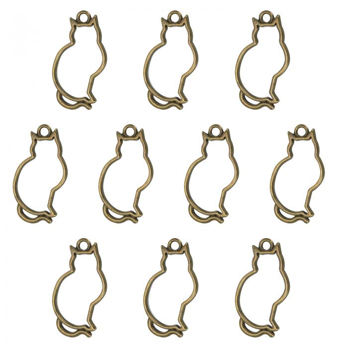PATIKIL 合金オープンバックベゼルペンダント 20個 猫の形 中空樹脂ペンダントフレーム DIY 工芸品 イ..