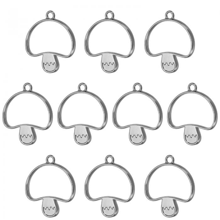 PATIKIL 合金オープンバックベゼルペンダント 10個 キノコ形 中空レジンペンダントフレーム DIY工芸品 ..