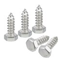 六角頭ラグネジボルト 8 mm x 25 mm 304ステンレス鋼 パーシャルネジ 木ネジ 10個
