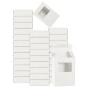 32個の石鹸パッケージボックス 2.6x3.5x1.2" クラフト石鹸ボックス ウィンドウ付き ミニ石鹸プレゼント トリート ギフトボックス ベーカリー キャンディ パッケージング 宝飾品ディスプレイ(長方形ホワイト)