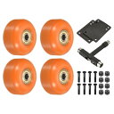 PATIKIL 52 mm スケートボードホイールとベアリングセット 4個 ストリートホイール スケートボード用 クルーザーホイール交換 95A オレンジ ゴー...