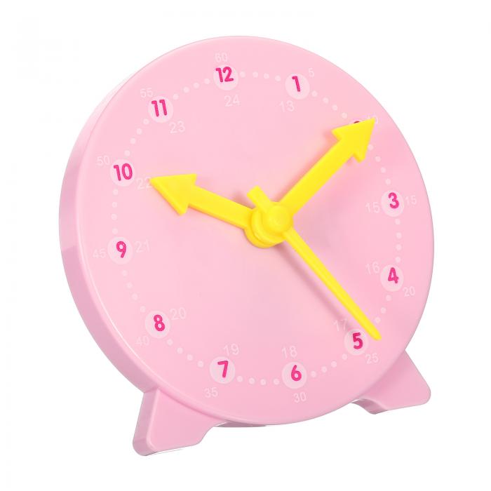 PATIKIL 100 mm ティーチングクロック 学習時計 学習時間 アナログ時計 デモ時計 24時間 3指針 ギヤードムーブメント 教室先生用 ピンク