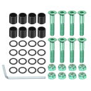 PATIKIL 25mm直径 スライド ハードウェア ネジボルトキット 8個入り スライド ツール 六角キー部品 取り付け ガスケット付き ワッシャナット レンチ スライド長板輪部品 グリーン ブラック