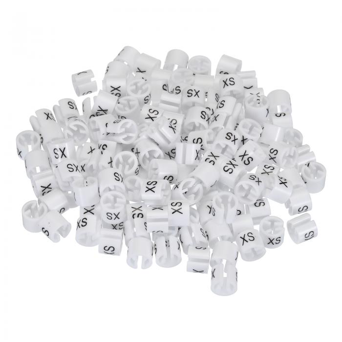160個の洋服ハンガーマーカー XSサイズタグ 3.5mmロッドの衣類サイズハンガークリップに適合 衣類ハンガー用衣類カラーコーディングラベル ホワイト