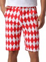 Lars Amadeus メンズ アーガイル柄 ショート パンツ レギュラーフィット フラットフロント ショートパンツ レッド 2XL