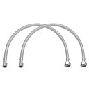 蛇口供給線コネクタ 9.5mmオスの圧縮スレッド x 12.7mm メスねじ直ねじ 304 ステンレス鋼 給水ホース 全長600mm 2個入り