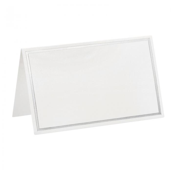 PATIKIL グリーティングカード 50個 好意装飾 折り畳み式 ブランクカード 結婚式 パーティー DIY テーブル名と場所カード用 シルバートーン ホワイ...