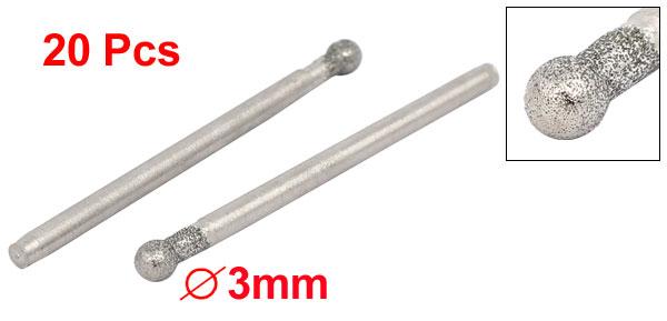 ソウテンのルータービット ダイヤモンドマウントポイント 全長43mm ヘッド直径3mm バフ研磨ツール 20個入り｜アングル2