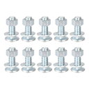 スクエアネックキャリッジボルト ナットとワッシャー付き 炭素鋼コーチボルトネジ 9.5 mm-16x1-6 mm 10セット