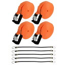X AUTOHAUX 1セットの調整可能な20フィート×1インチのカーゴタイダウンストラップ 重い荷物用の締め付けストラップ 車両用のキャムロックバックル付きの...