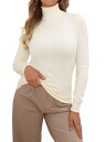 Allegra K レディース モックネック セーター 長袖 リブニット プルオーバー トップス タートルネックブラウス スリム ベージュ XS