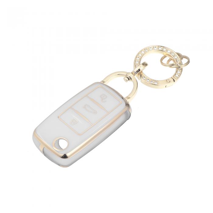 X AUTOHAUX キーフォブケース 3ボタンTPUスマート キーレスエントリーリモコン Volksw agenに対応 Beet..