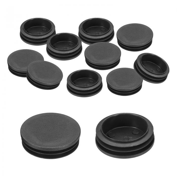 PATIKIL 2.95 "プラスチックチューブエンドキャップ 12個の丸い穴プラグ挿入物 丸い鉄管の椅子の脚 テーブル 本棚 パティオ家具用 黒