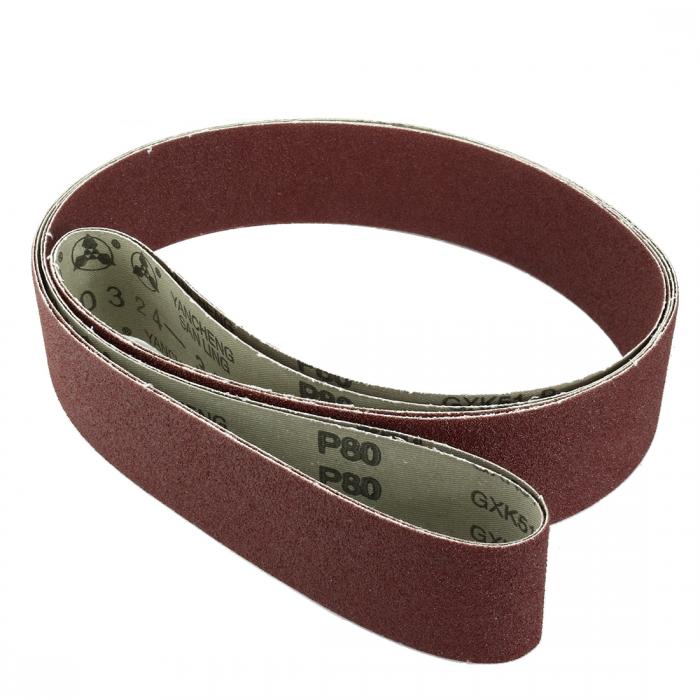 酸化アルミニウムサンディングベルト サンドペーパー 51 x 1829mm 80グリット 2個入り