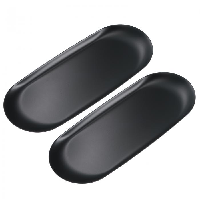 キャンドルトレイホルダー 23cm ステンレス鋼 楕円形プレート 家庭装飾 ブラック 2個入り