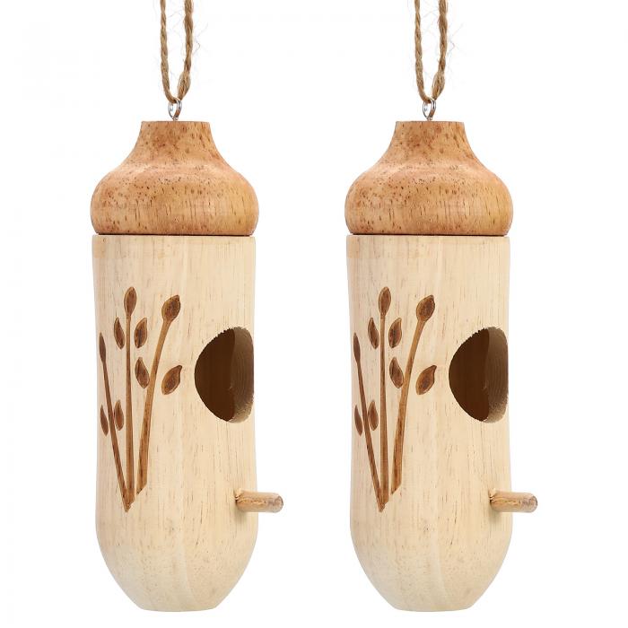 PATIKIL ハミングバードハウス 2個入り ハミングバードハウス 木製ハチドリの巣 スイングネスト 外吊りネストガーデン用 スタイル4