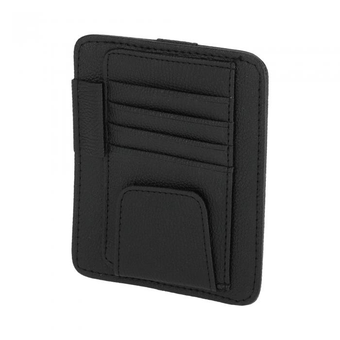 Hihaha 車用サンバイザーオーガナイザー / フロントサンバイザー収納ポーチ W/ サングラスホルダー カードスロット カー SUV トラック用 / 耐久性のあるバイザーパネルオーガナイザー PUレザー / 1 Pc ブラック