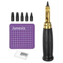 調整可能なネジ穴パンチ 6つのチップサイズ 1.3 mm 2.9mm 2.3 mm 3.3 mm 3.9mm 1.8mm 高炭素鋼パンチ 自動ベルトパンチ カッティングマット付き レザーウォッチストラップ用 黒色