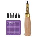 調整可能なネジ穴パンチ 6つのチップサイズ 1.5mm 2.5mm 3 mm 3.5mm 4mm 2mm 高炭素鋼パンチ 自動ベルトパンチ カットマット付き レザーウォッチストラップ 木目色
