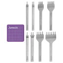 8個入りのレザープロングパンチ 4mm 6mm 1/2/4/6本のプロング ダイヤモンドレーシング ホワイトスチール レザーステッチングパンチ チゼル ホールパ...