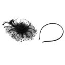 PATIKIL ファシネーターハットクリップセット ヘアバンドティーパーティーフェイスベールハットヴィンテージヘッドウェアウィメンズフェザー メッシュ 女性 黒