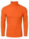 Allegra K メンズ タートルネック Tシャツ ハイネック カットソー 長袖 無地 薄手 ストレッチ カジュアル オレンジ 38