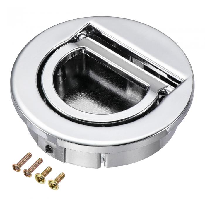 フラッシュプルリングハンドル 平面引き出しドアプル 40x10 mm シルバートーン