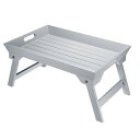 PATIKIL 48 x 32x24cm 朝食トレイテーブル ベッドトレイ ローテーブル 折り畳み 携帯しやすい 木製 ラップトップスナックデスク 食事用 グレー(4)