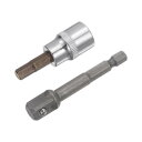 H6 六角ドライブソケットビット 六角ナットビットソケット 六角シャンクアダプター 9.5mmスクエアドライブ CR-V S2スチール 48mm長さ