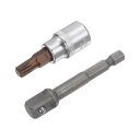 M8 スプラインビットソケット スプラインドライバービットソケット 六角シャンクパワードリルアダプター 9.5mmスクエアドライブ CR-V S2スチール 48...