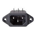 IEC C14ソケット AC 250V 10A/15A 3ピン 49.5x24x22mm IECインレットプラグライト アングル 1個入り