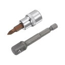 PZ1 ドライブソケットビット ビットソケット 六角シャンクアダプター付 9.5mmスクエアドライブ CR-V S2スチール 48mm長さ