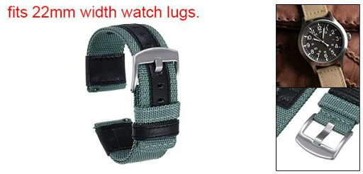 ナイロンウォッチバンド22mmクイックリリースキャンバスウォッチストラップ シルバーステンレススチールバックル付き メンズ・レディース用 グレー