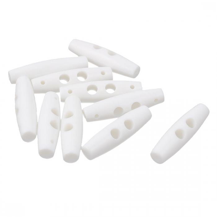 オリーブ形のボタン 2ホール 38mm長さ ホワイト プラスチック 10個入り