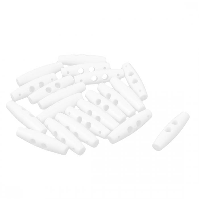 オリーブ形のボタン 2ホール 38mm長さ ホワイト プラスチック 裁縫 トグル スクラップブック作り 20個..