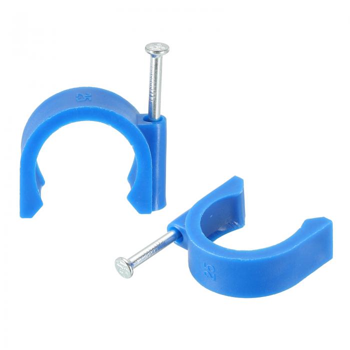 丸型ケーブルクリップ PVCコード管理 炭素鋼釘付き ホームワイヤー ケーブル用 23 mm 24個 ブルー